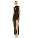 Mac Duggal High Neck Sleevelss Gown In Black