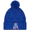 New Era Royal New England Patriots Toasty Cuffed Knit Hat With Pom In Royal
