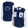 Wear By Erin Andrews Navy Penn State Nittany Lions Button-up Shirt Jacket In Navy