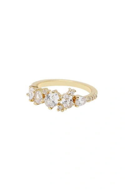 Ettika Statement Cubic Zirconia Cluster 18k Gold Plated Ring