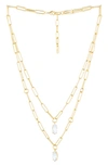 Ettika Double Layered 18k Gold Plated Crystal Pendant Necklace In Gold