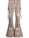 Blumarine Embellished Low-rise Flared Jeans In Coffee