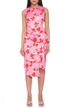 Alexia Admor Valeri Asymmetric Ruffle Cocktail Dress In Pink Multi