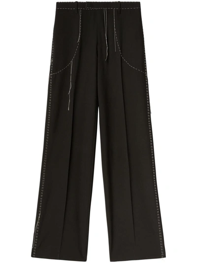 Off-white Runway Contrast-stitching Tailored Trousers In Black