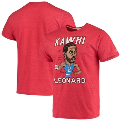 HOMAGE KAWHI LEONARD RED LA CLIPPERS CARICATURE TRI-BLEND T-SHIRT