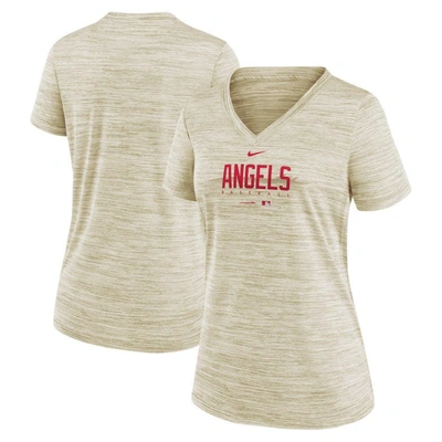 NIKE NIKE  CREAM LOS ANGELES ANGELS CITY CONNECT VELOCITY PRACTICE PERFORMANCE V-NECK T-SHIRT