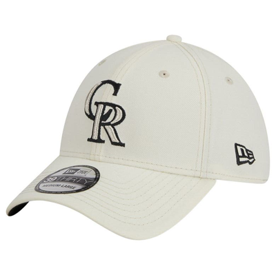 New Era White Colorado Rockies Chrome Team Classic 39thirty Flex Hat