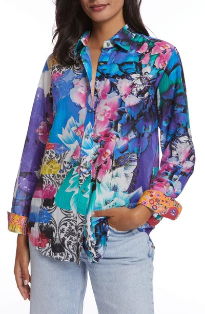 Robert Graham Carrie Floral-print Button-down Voile Shirt In Multi