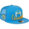 New Era Powder Blue Los Angeles Chargers Collegiate Trucker 9fifty Snapback Hat In Powder Blue