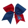 USA LICENSED BOWS LOS ANGELES DODGERS JUMBO GLITTER BOW WITH PONYTAIL HOLDER