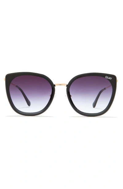 Quay 54mm Flat Out Cat Eye Sunglasses In Black,black