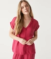 Michael Stars Draya Gauze V-neck Top In Jam