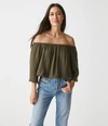 Michael Stars Isabel Convertible Gauze Top In Cement