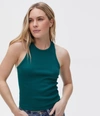 Michael Stars Pina Ribbed Halter Tank In Ivy