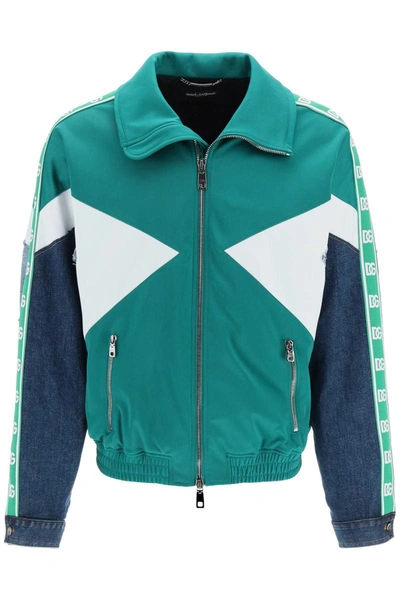 Dolce & Gabbana Patchwork Bomber Jacket In Green