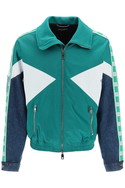 Dolce & Gabbana Men's Mixed Denim-jersey Track Jacket In Multicolour