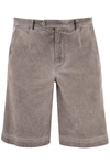 Dolce & Gabbana Garment-dyed Cotton Shorts With Logo Tag In Multicolor