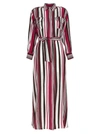 Kiton Striped Shirt Dress With Belted Waist In Red