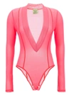 Not After Ten V-neck Bodysuit In Fuchsia