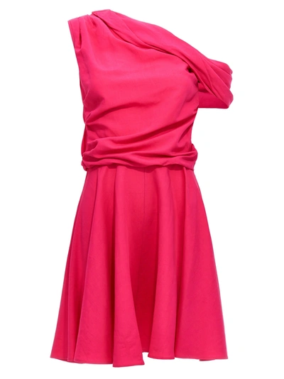 Rochas Draping Neckline Dress Dresses Fuchsia