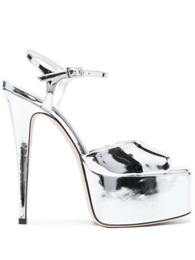 Paris Texas Pamela Sandals With Metal Platform In Silver