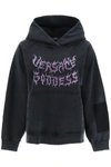 Versace Logo-print Cotton Hoodie In Black