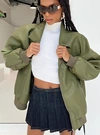 Princess Polly Goldsmith Faux Leather Bomber Jacket In Green