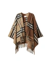 BURBERRY CONTRAST CHECK FRINGED CAPE