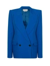 Alexander Mcqueen Double Breasted Wool Blazer In Blue