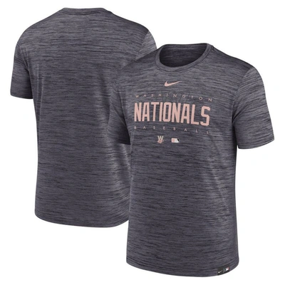 Nike Charcoal Washington Nationals City Connect Velocity Practice Performance T-shirt