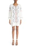 ISABEL MARANT CHEMSI EMBROIDERED COTTON TUNIC DRESS