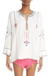 ISABEL MARANT CLARISA EMBROIDERED COTTON TUNIC TOP