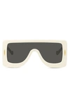 Loewe Anagram Acetate & Metal Shield Sunglasses In Ivory / Smoke