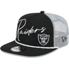 New Era Black Las Vegas Raiders Script Logo Golfer 9fifty Snapback Hat In Black