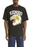 Kenzo Tiger Varsity Oversize Cotton Graphic T-shirt In Noir