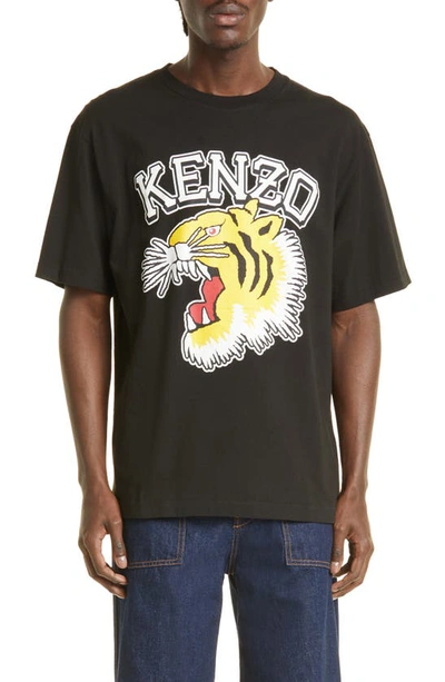 Kenzo Tiger Varsity Oversize Cotton Graphic T-shirt In Black