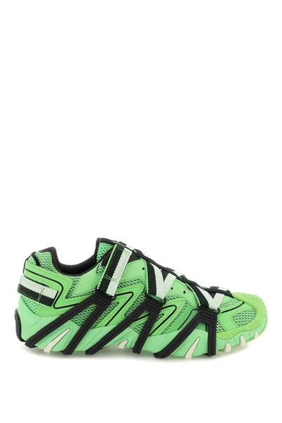 Diesel S-prototype-cr Contrast-panel Mesh And Leather Trainers In Green