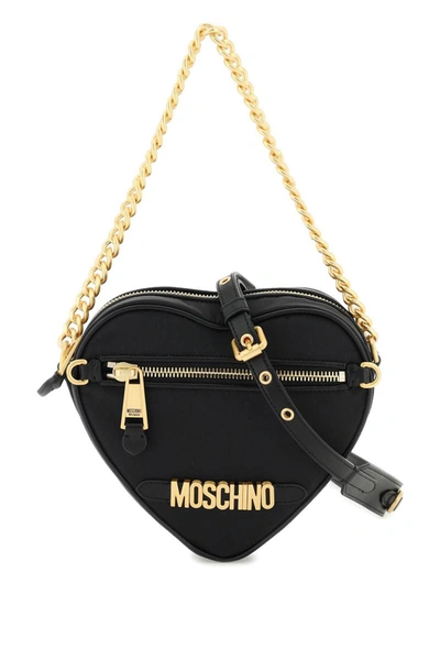 Moschino Heart-shaped Logo Tote Bag In Black