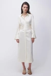 Simkhai Rhoda Crochet-trimmed Satin Midi Dress In Natural