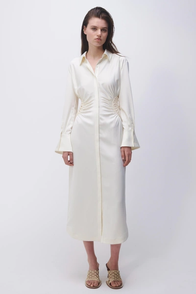 Simkhai Rhoda Crochet-trimmed Satin Midi Dress In White