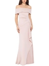 Xscape Womens Ruffled Off The Shoulder Maxi Dress In Beige