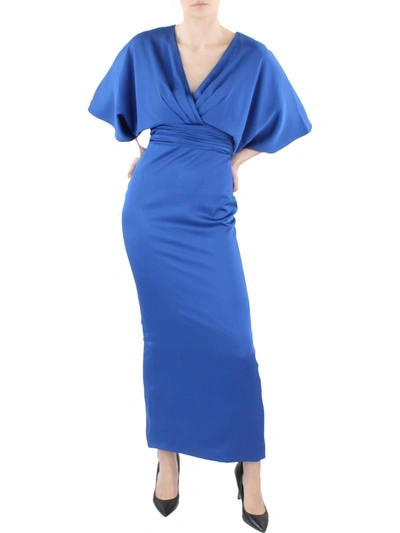 Theia Womens Kimono Sleeve Long Evening Dress In Blue