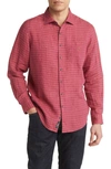 Rodd & Gunn White Pine Avenue Check Linen Button-up Shirt In Flamingo