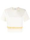 Lanvin Fringed Cropped T-shirt In Milk