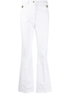 Patou Embellished High-rise Flared Jeans In White