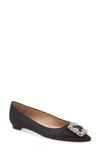 Manolo Blahnik 10mm Hangisi Leather Flats In Black