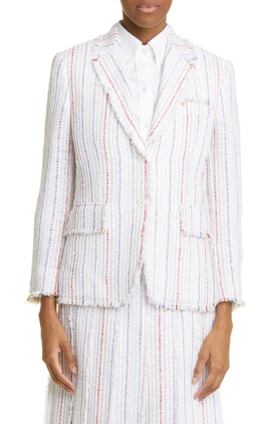 Thom Browne Seersucker Tweed Blazer In White