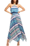 Ramy Brook Chevron Giana Handkerchief Midi Dress In Spring Navy Chevron Print
