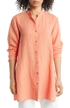 Eileen Fisher Button-down Handkerchief Linen Shirt In Guava