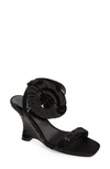Jeffrey Campbell Floraline Sequin Wedge Sandal In Black Sequins